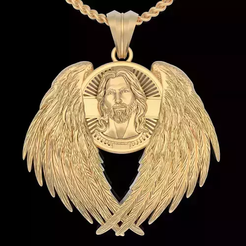 Jesus Angle pendant silver gold printable jewelry 3D model