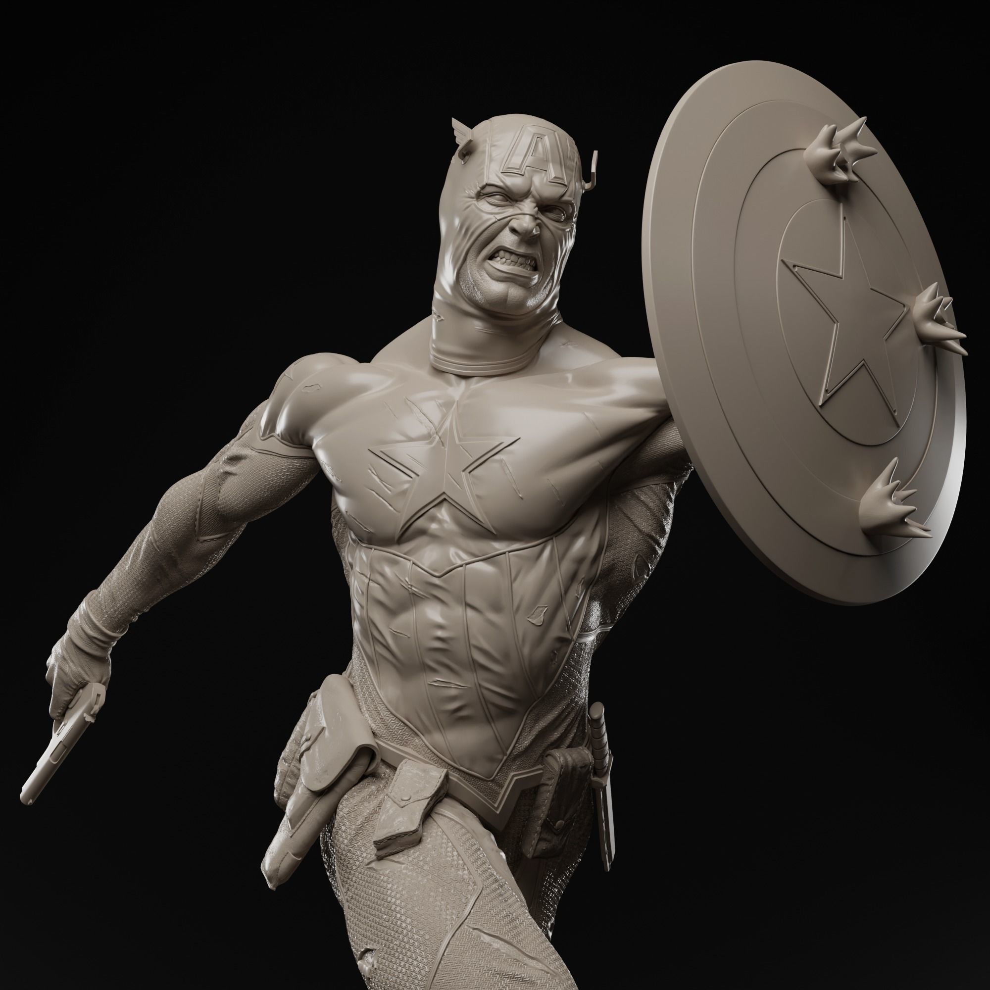 Captain America Bucky Barnes 3D print fan-art statue 3D print model_6