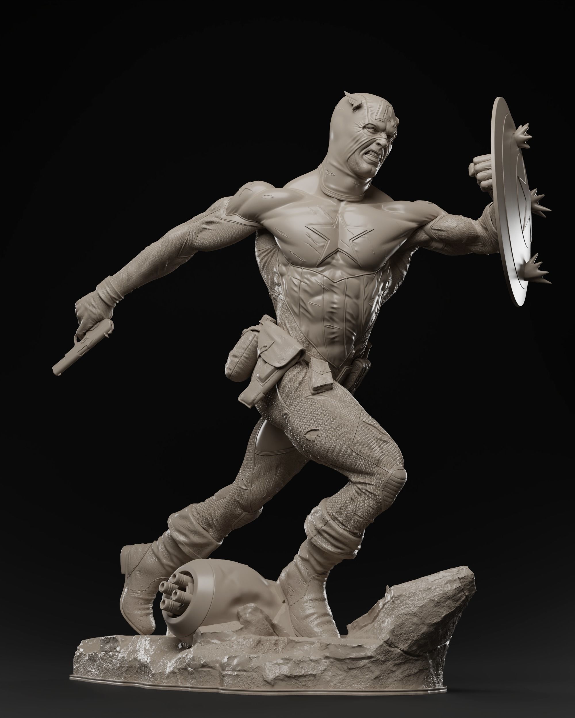 Captain America Bucky Barnes 3D print fan-art statue 3D print model_8