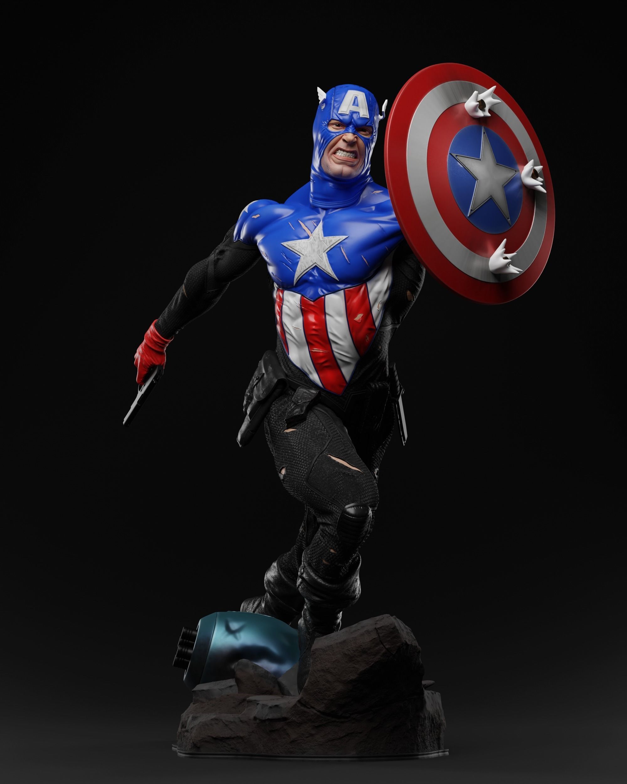 Captain America Bucky Barnes 3D print fan-art statue 3D print model_1