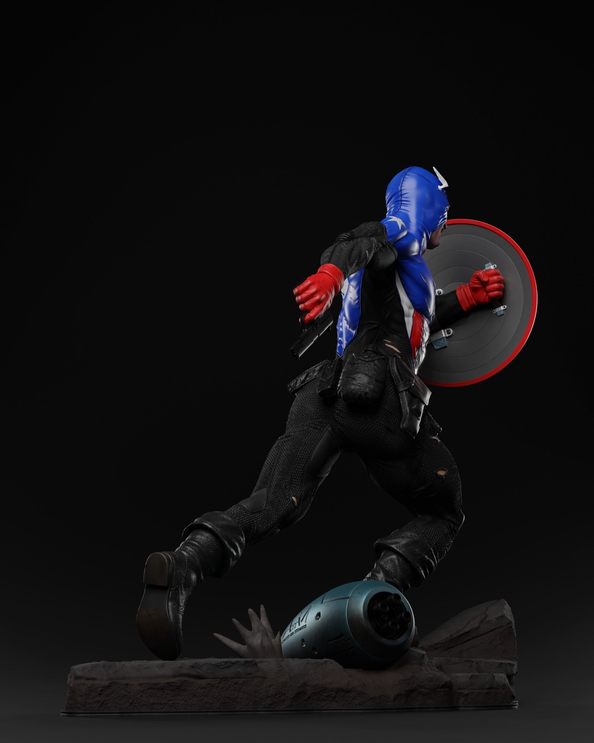 Captain America Bucky Barnes 3D print fan-art statue 3D print model_2