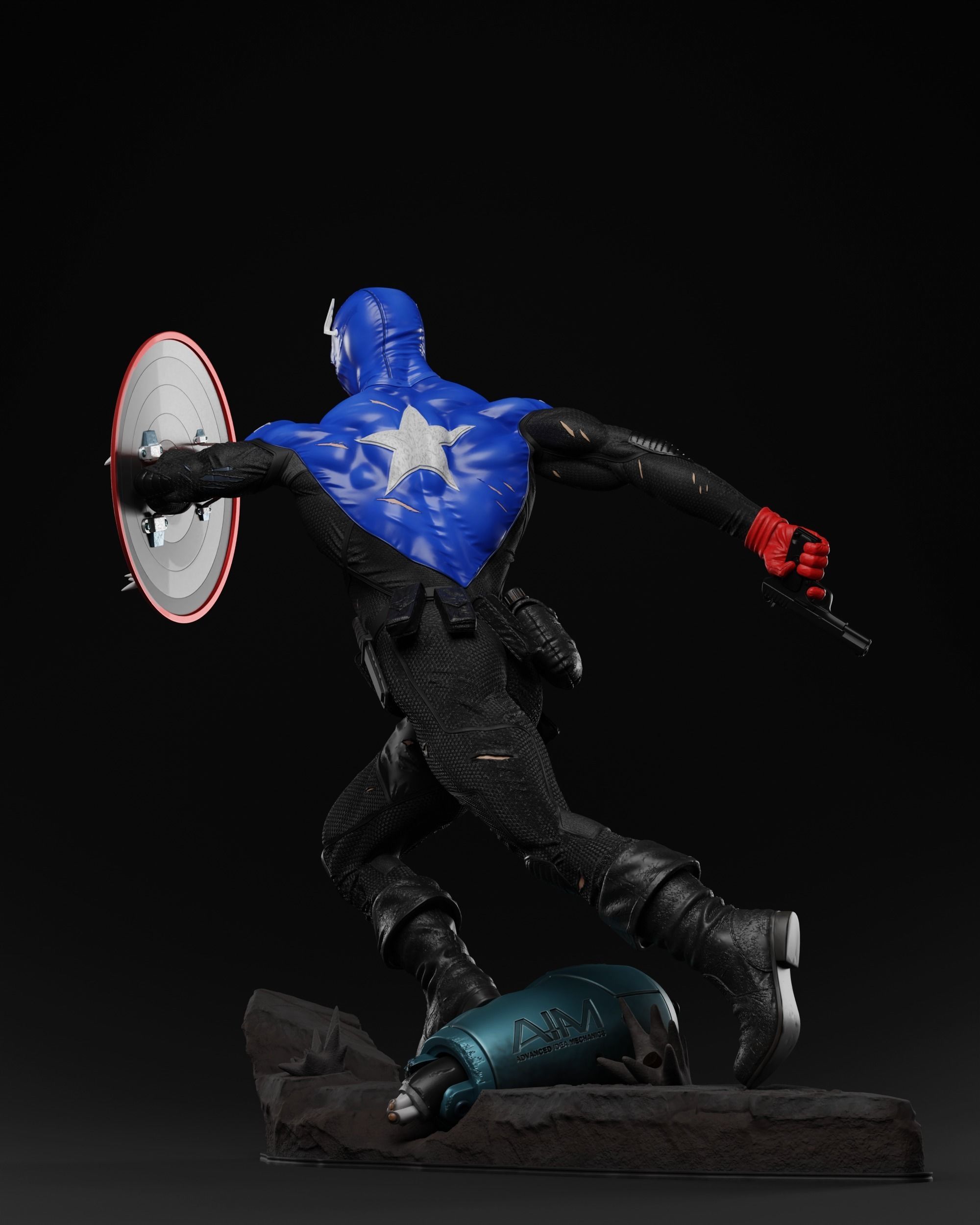 Captain America Bucky Barnes 3D print fan-art statue 3D print model_3