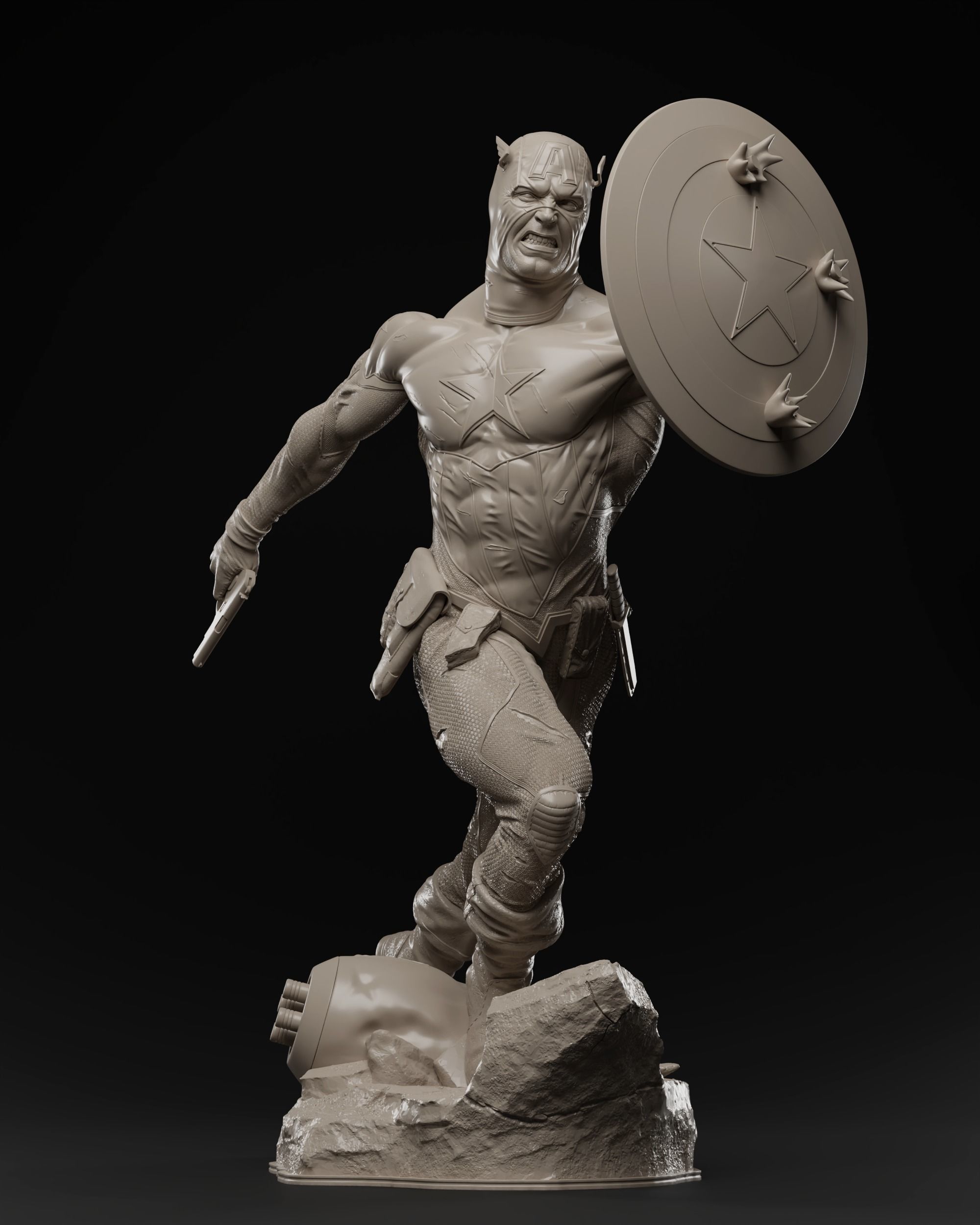Captain America Bucky Barnes 3D print fan-art statue 3D print model_7
