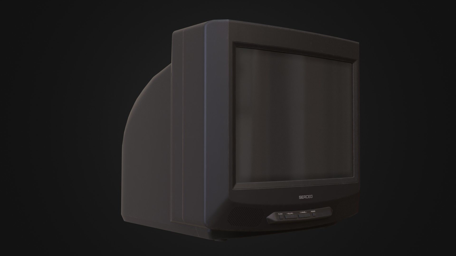 Moderately dirty CRT television 05 Low-poly 3D model_7