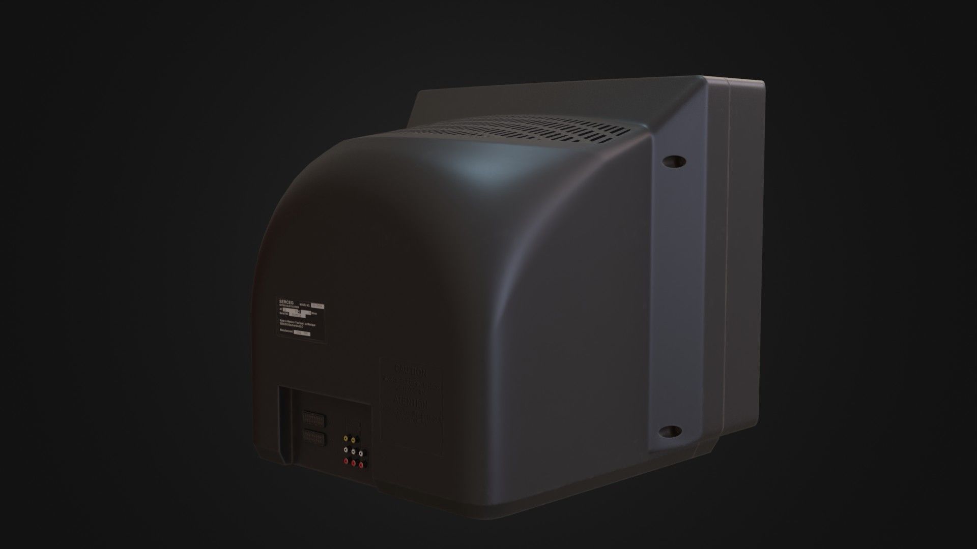 Moderately dirty CRT television 05 Low-poly 3D model_19