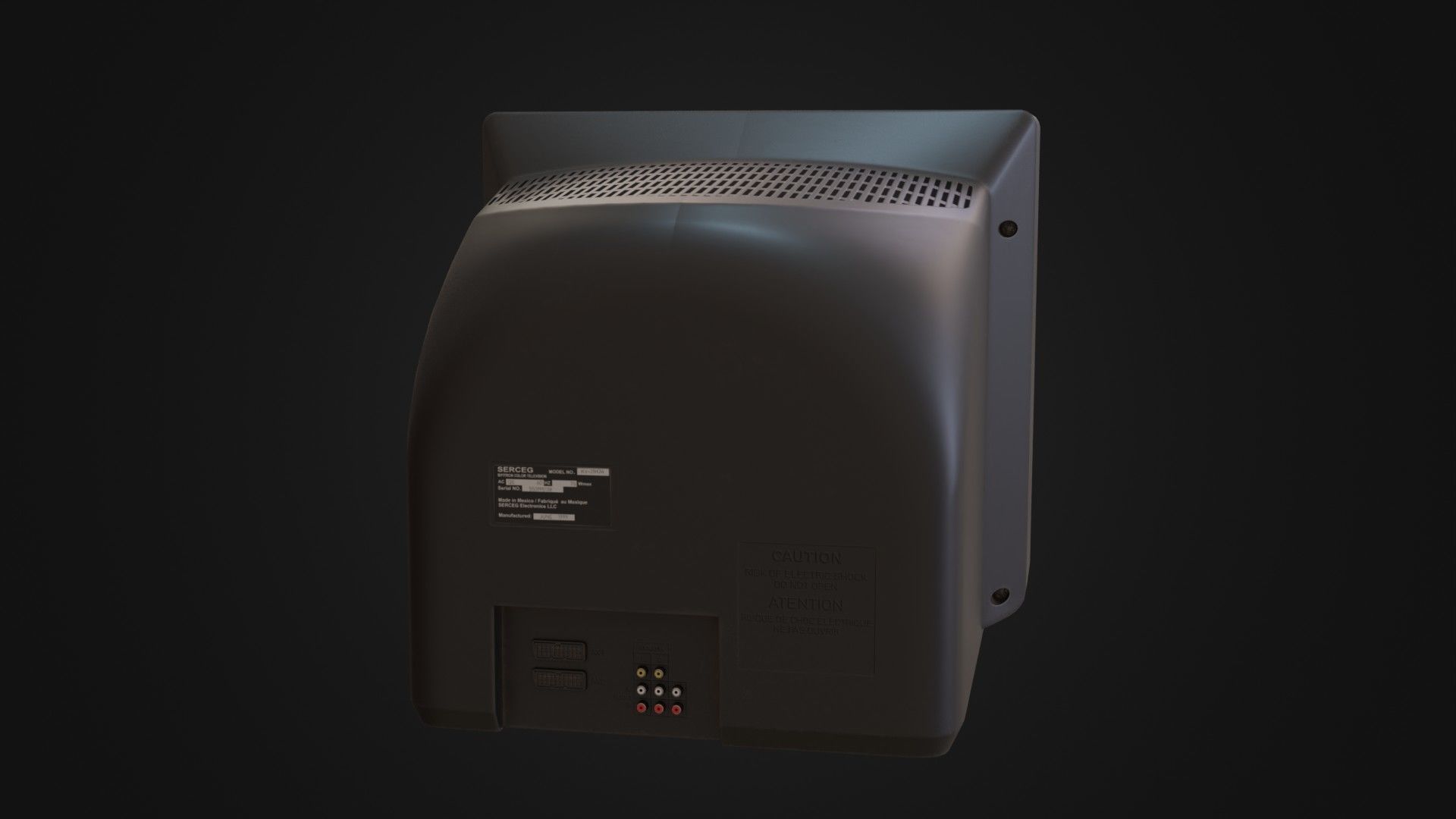 Moderately dirty CRT television 05 Low-poly 3D model_23