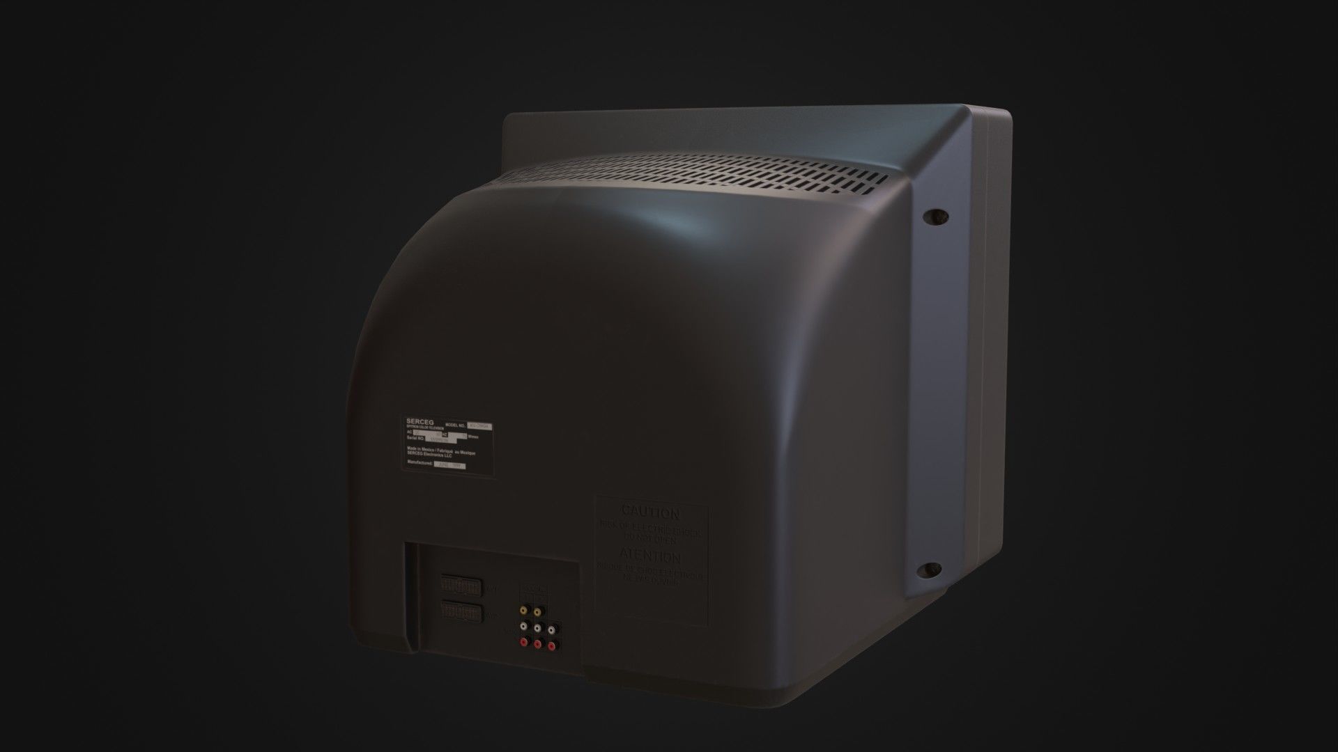 Moderately dirty CRT television 05 Low-poly 3D model_21