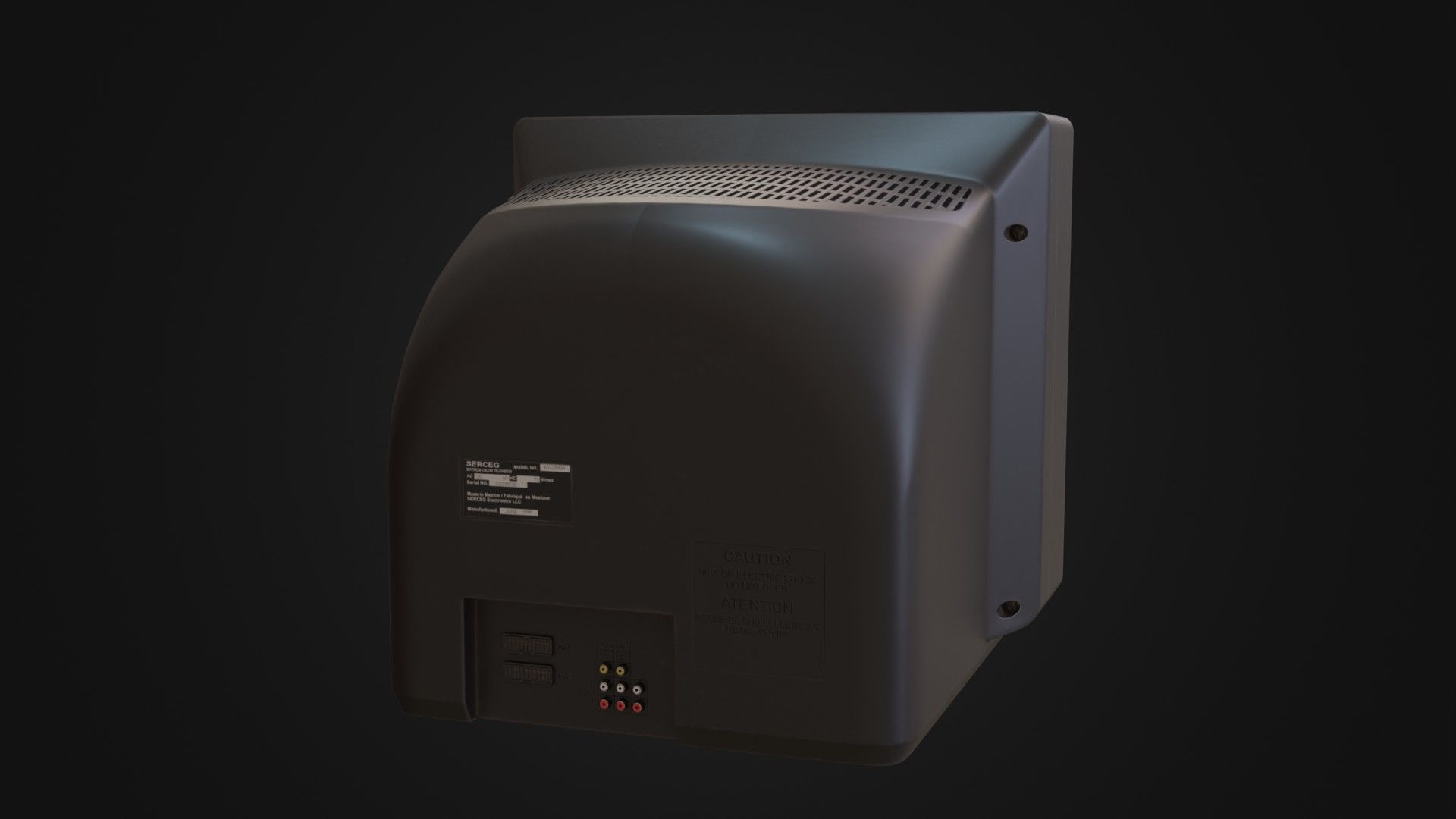 Moderately dirty CRT television 05 Low-poly 3D model_22