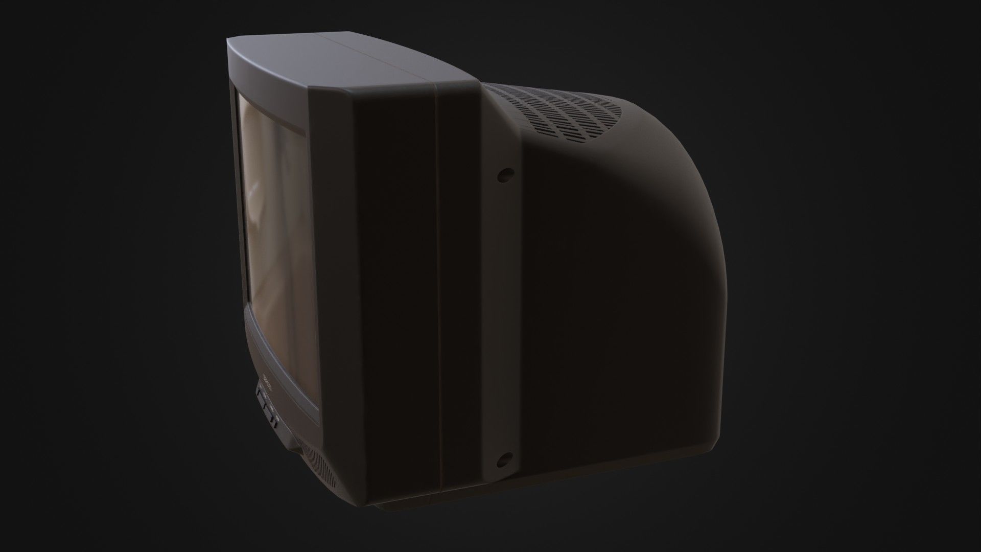 Moderately dirty CRT television 05 Low-poly 3D model_38