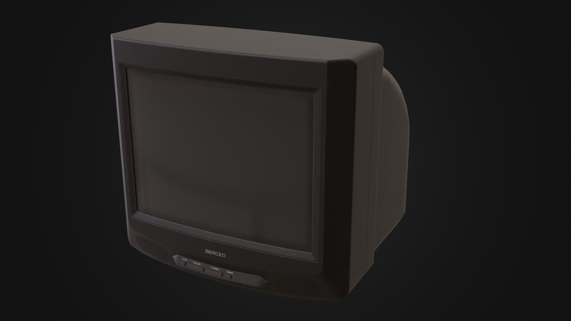 Moderately dirty CRT television 05 Low-poly 3D model_1