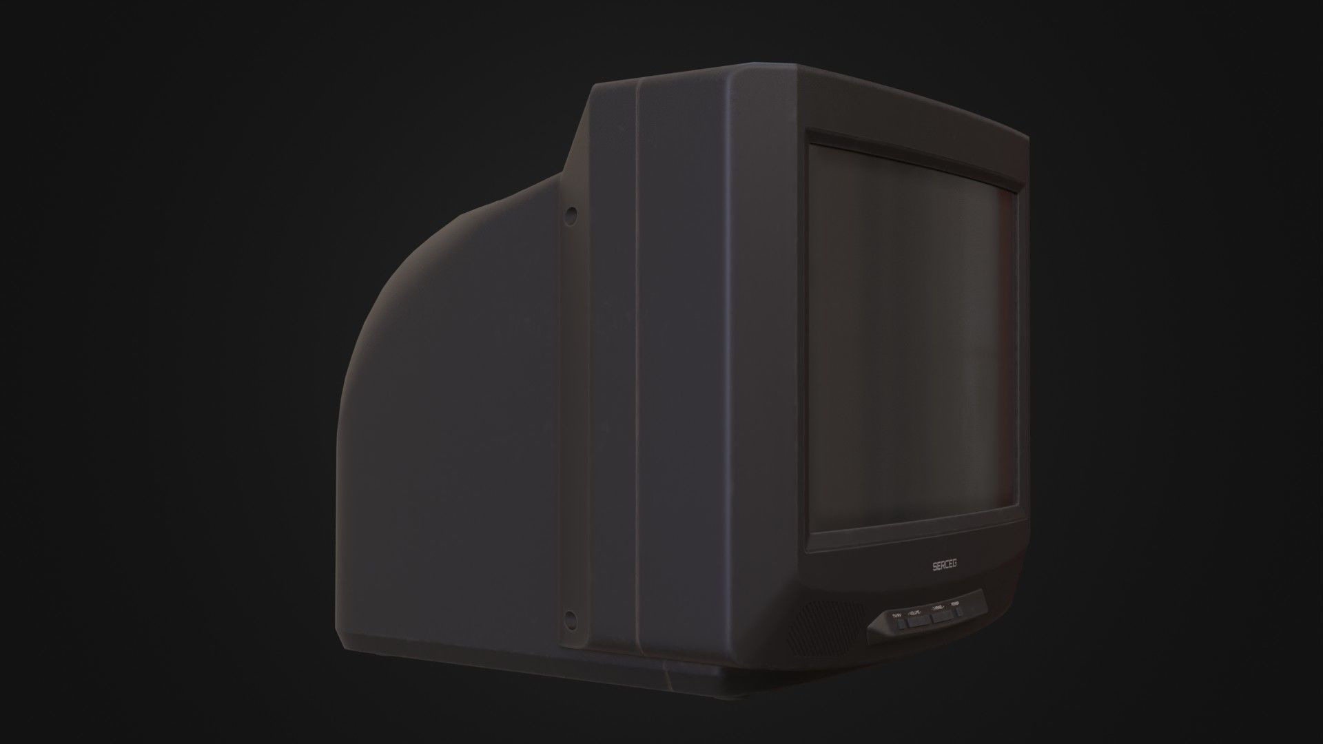 Moderately dirty CRT television 05 Low-poly 3D model_9