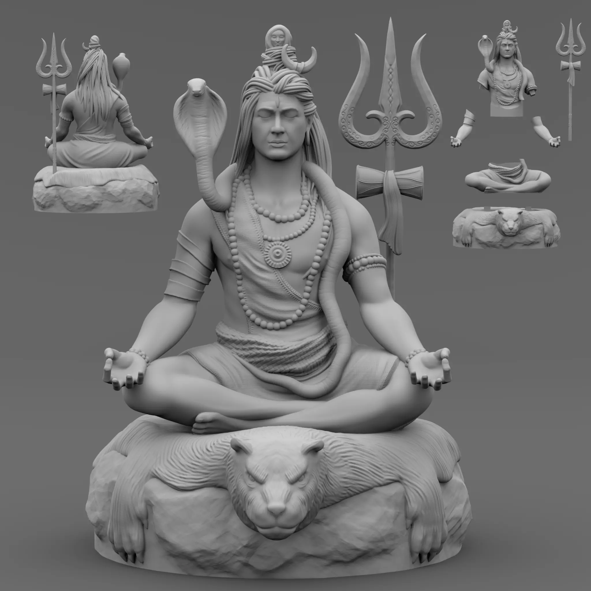 Shiva lord in poses 3D print model_0