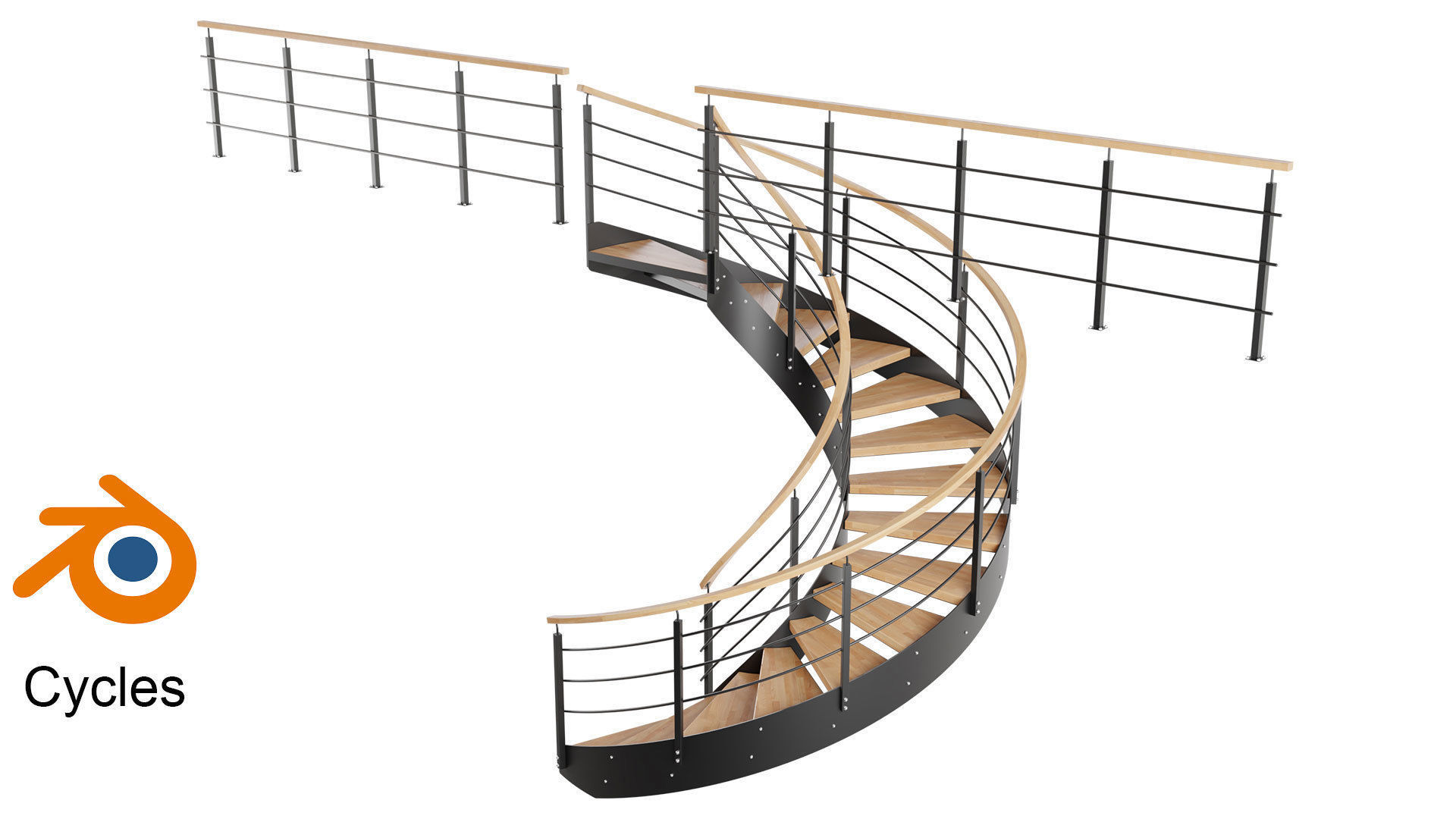 Spiral stairs 3D model_2