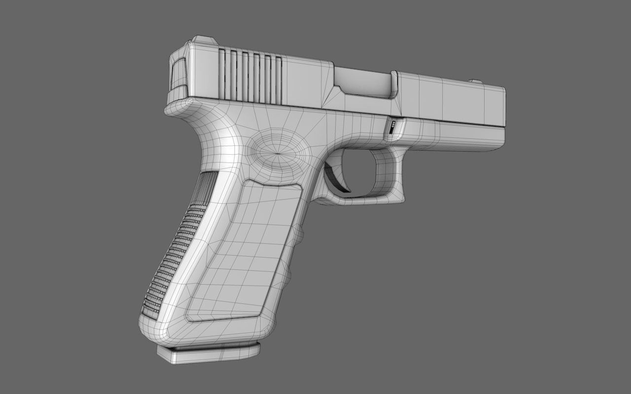 Generic Handgun 9mm Pistol 3D model_7