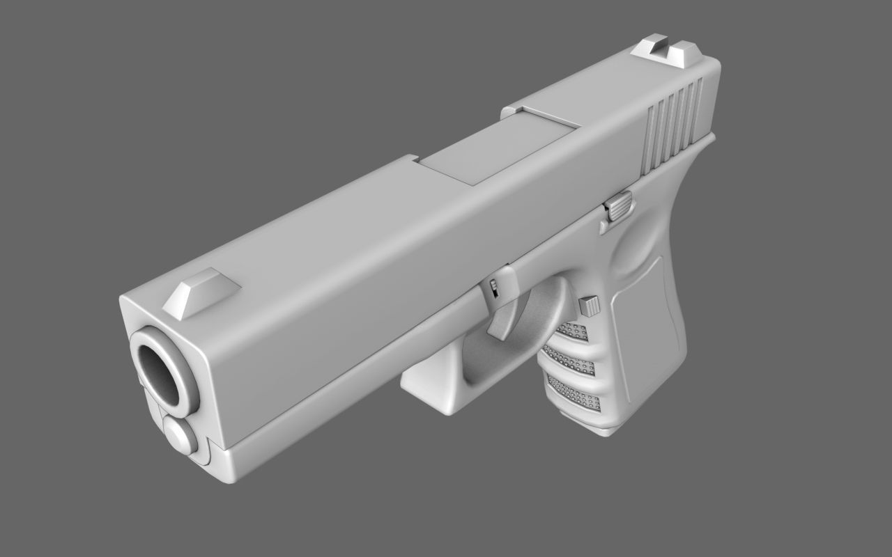 Generic Handgun 9mm Pistol 3D model_4