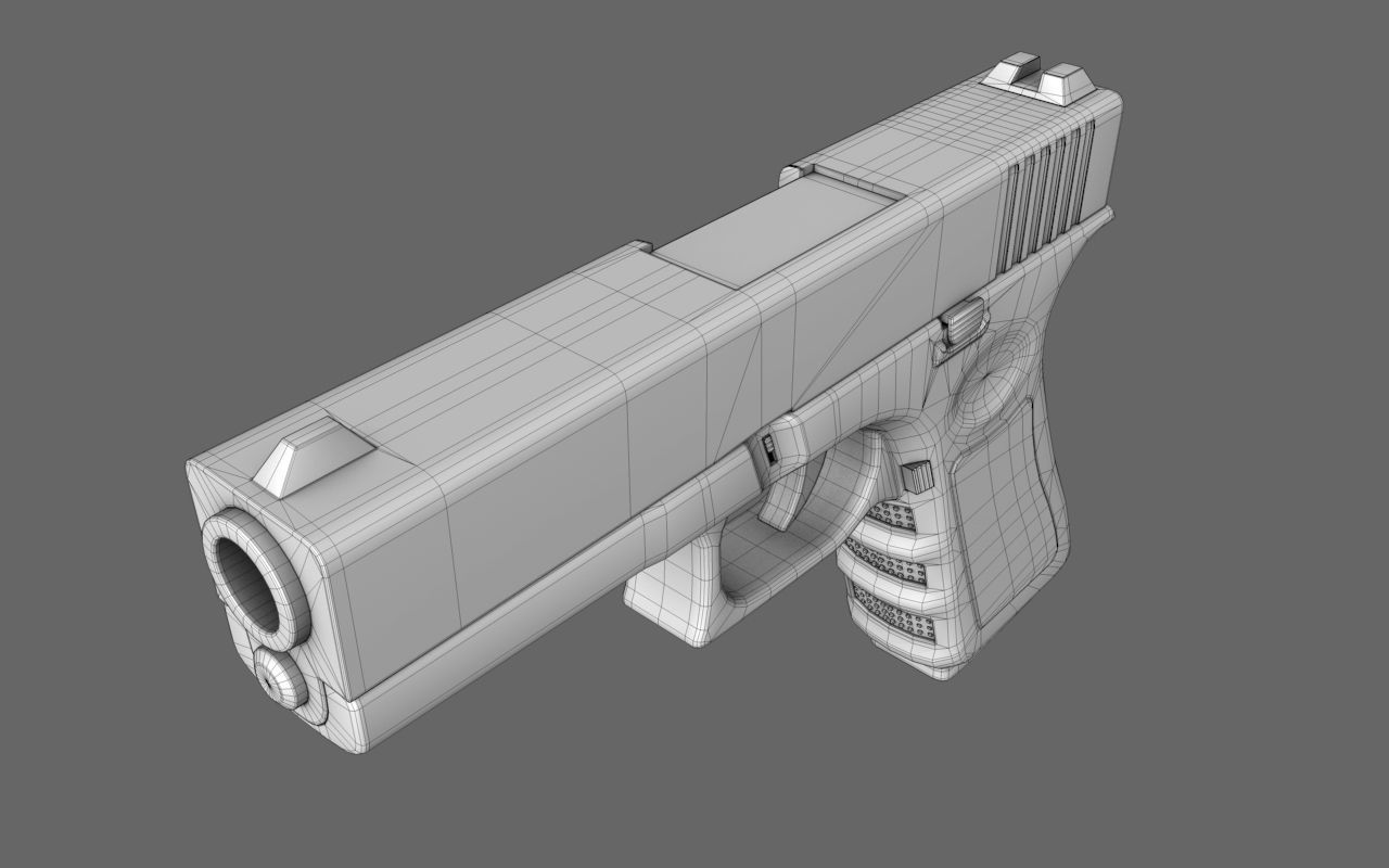 Generic Handgun 9mm Pistol 3D model_5