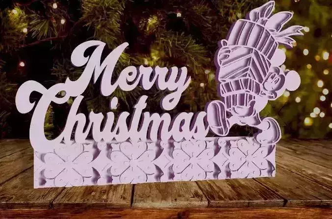 Merry Christmas Mickey with presents 3D print model Merry Christmas Mickey with presents 3D print model