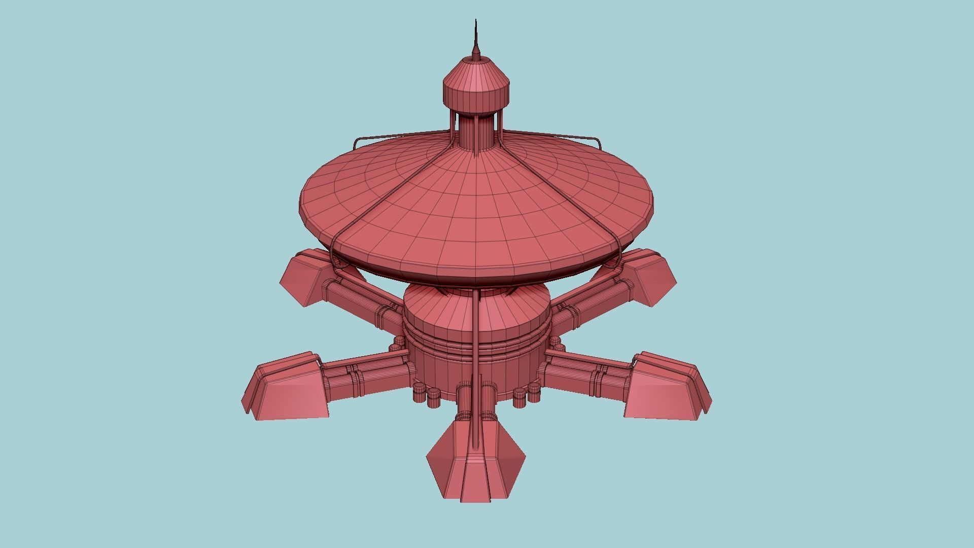 SciFi Facility C06 Green - Sci Fi Exterior Design Low-poly 3D model_17