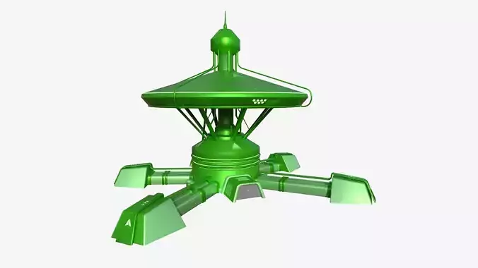 SciFi Facility C06 Green - Sci Fi Exterior Design Low-poly 3D model