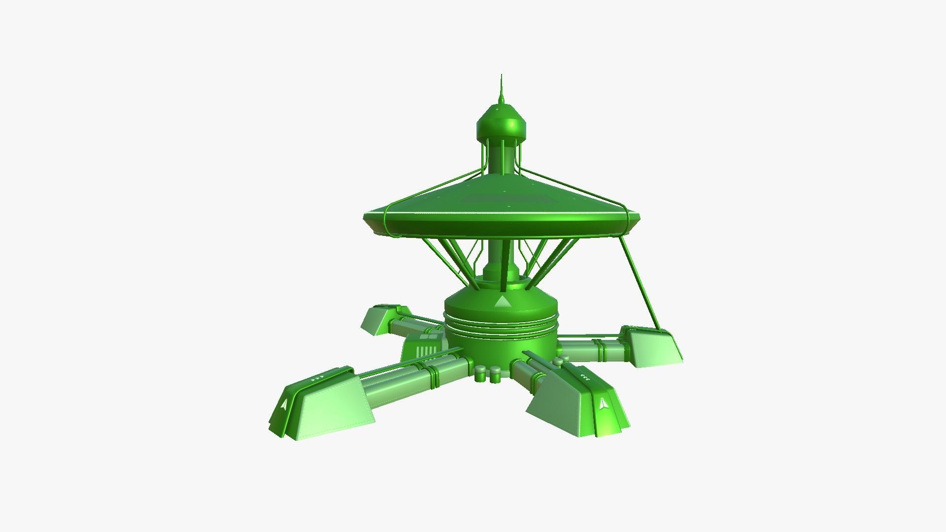 SciFi Facility C06 Green - Sci Fi Exterior Design Low-poly 3D model_2