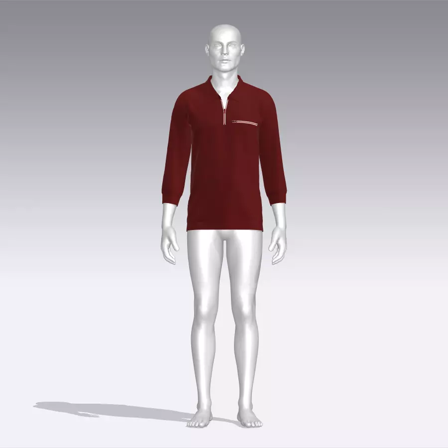 Sweater male mannequin wearing maroon shirt Low-poly 3D model_0