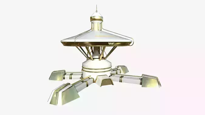 SciFi Facility C11 Gold - Sci Fi Exterior Design Low-poly 3D model