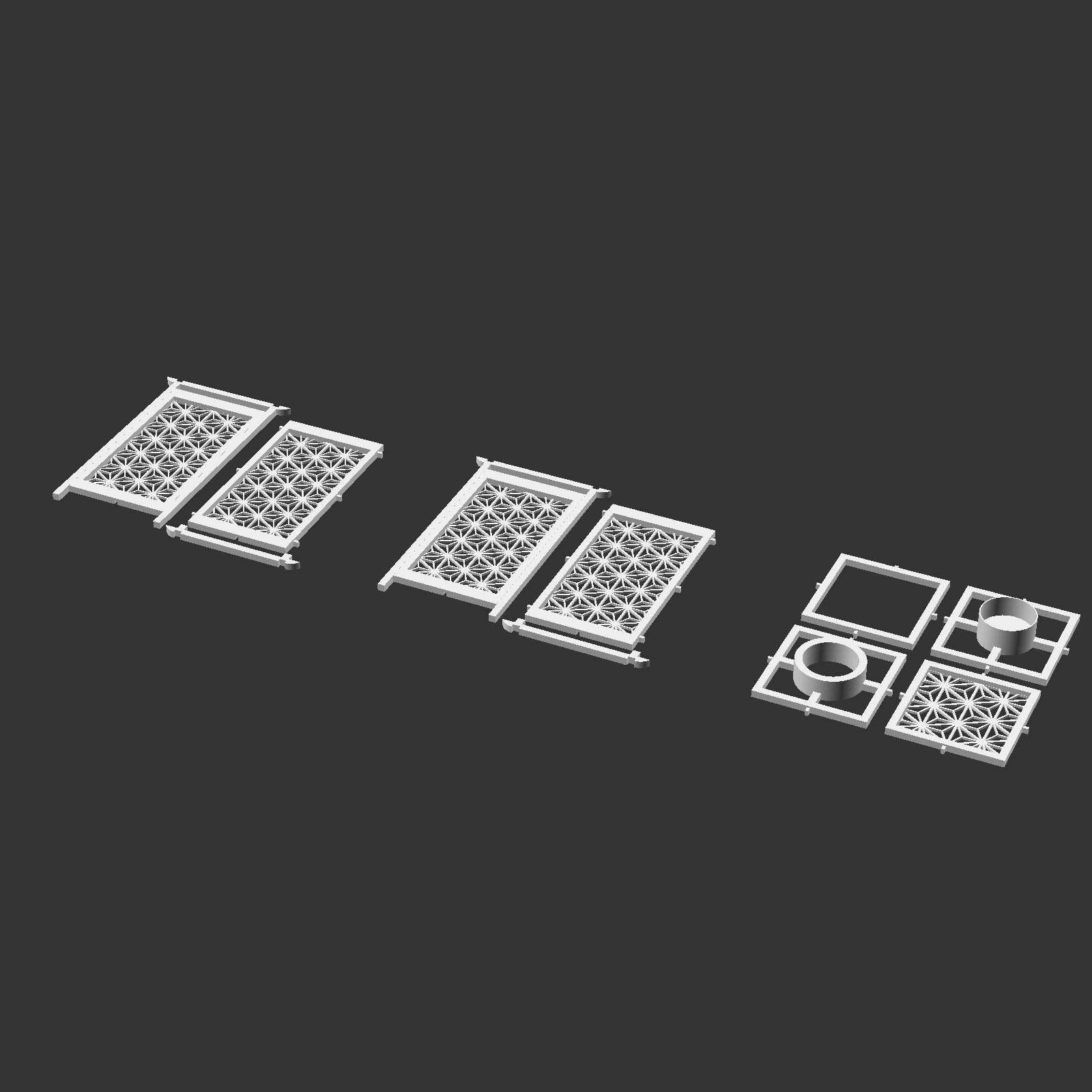 Kumiko Japanese Shoji Lantern - Asanoha 3D print model_5