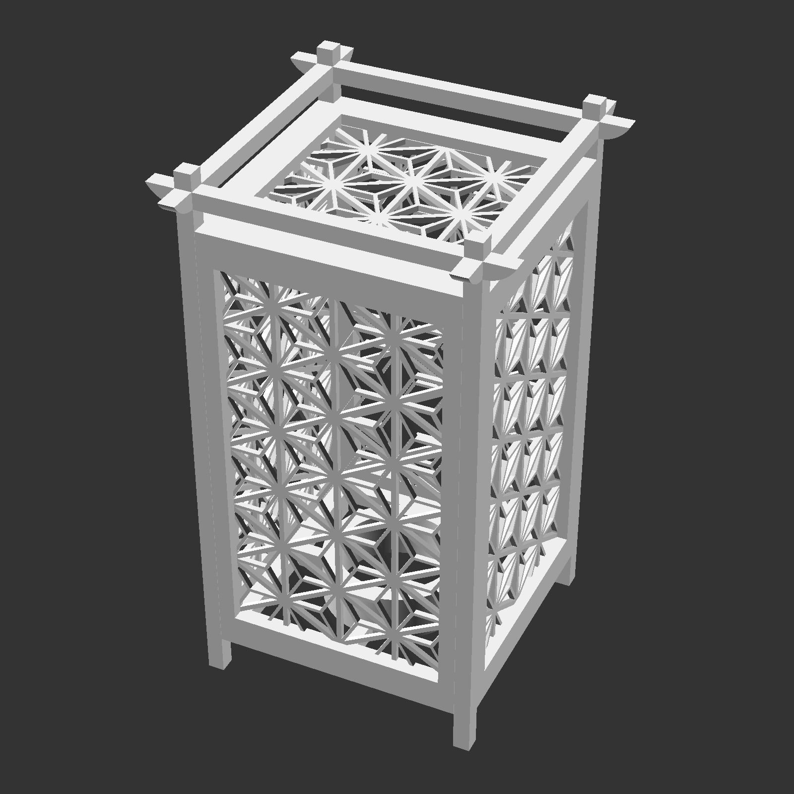 Kumiko Japanese Shoji Lantern - Asanoha 3D print model_4