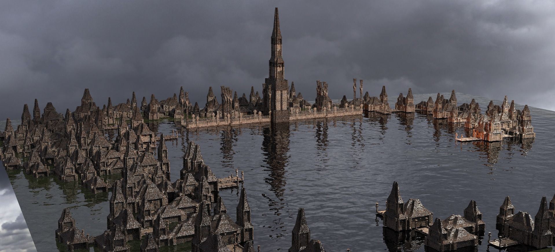 Town Fort Village Kitbash 2 3D model_1