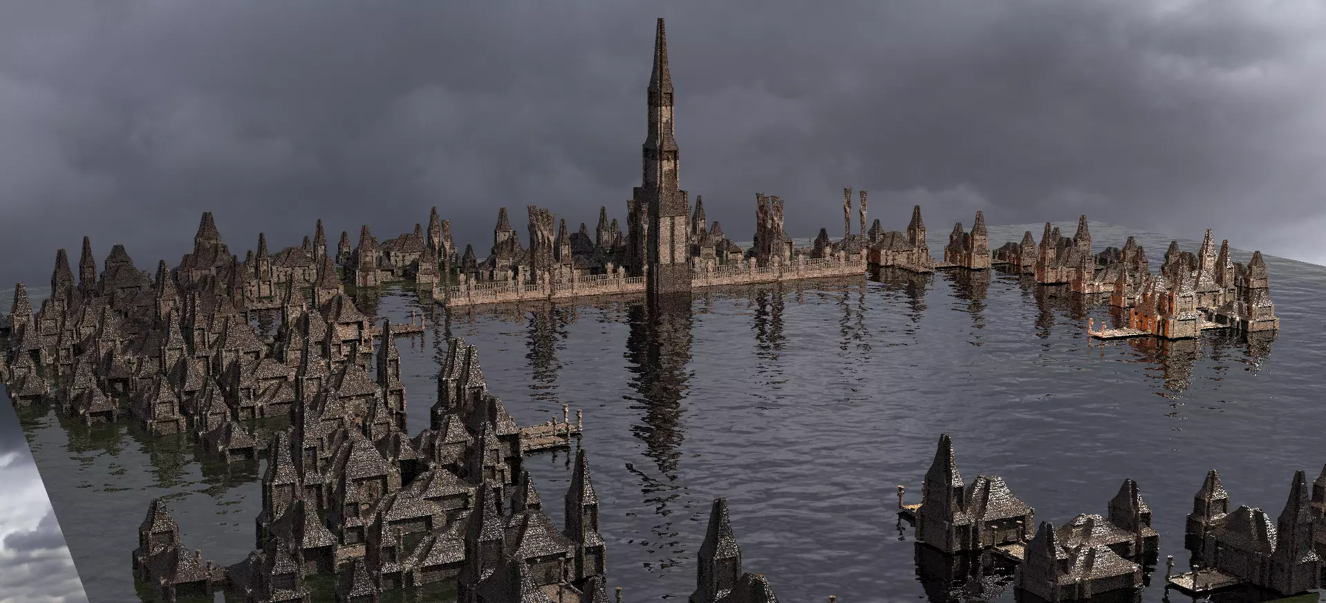 Town Fort Village Kitbash 2 3D model_0