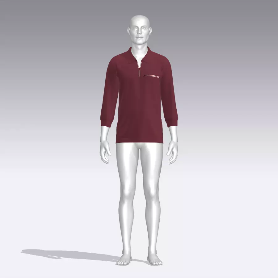 Sweater mannequin wearing maroon long sleeve shirt Low-poly 3D model_0
