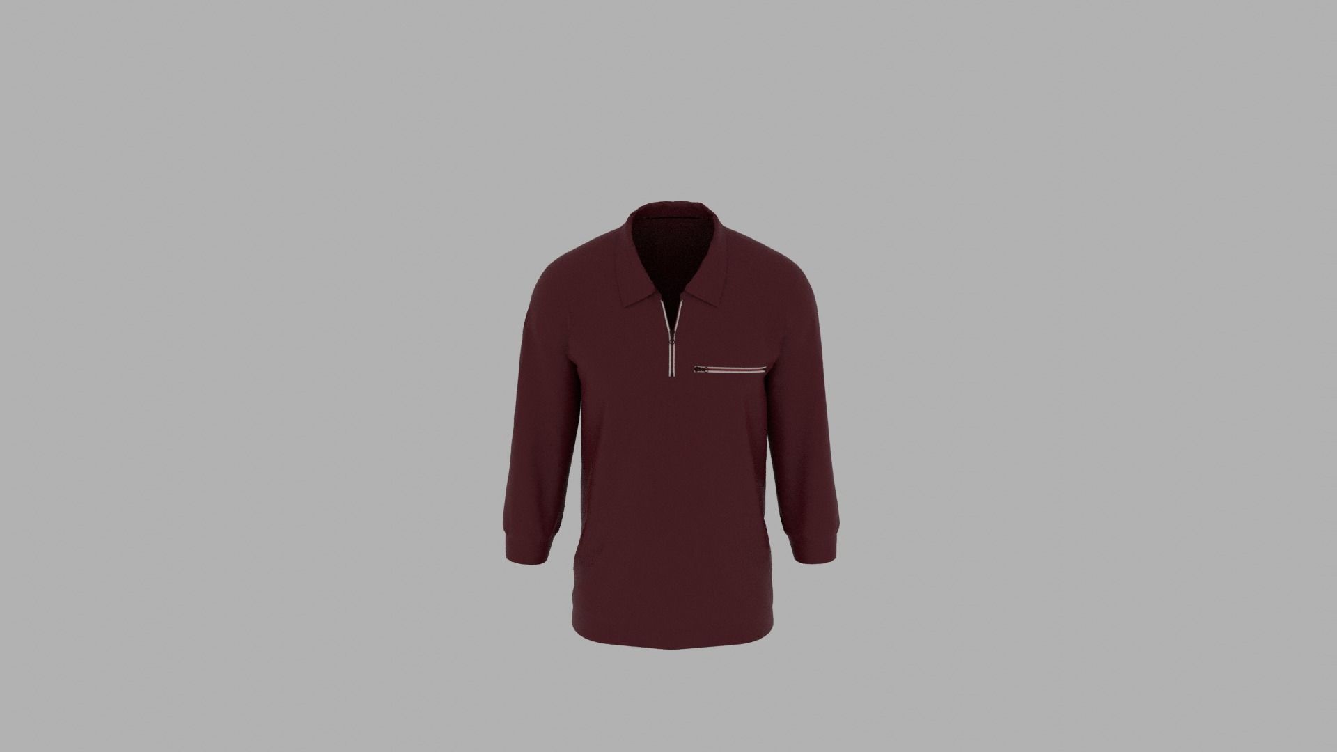 Sweater mannequin wearing maroon long sleeve shirt Low-poly 3D model_5