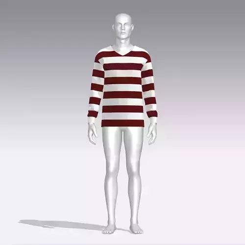 Sweater mannequin wearing striped shirt