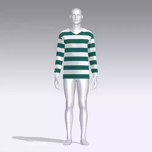 Sweater mannequin wearing striped shirt