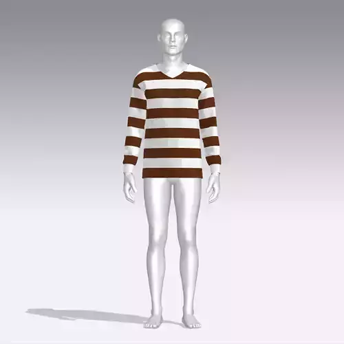 Sweater mannequin wearing striped shirt