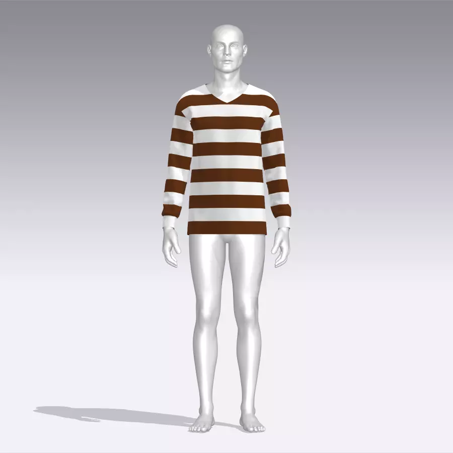 Sweater mannequin wearing striped shirt Low-poly 3D model_0