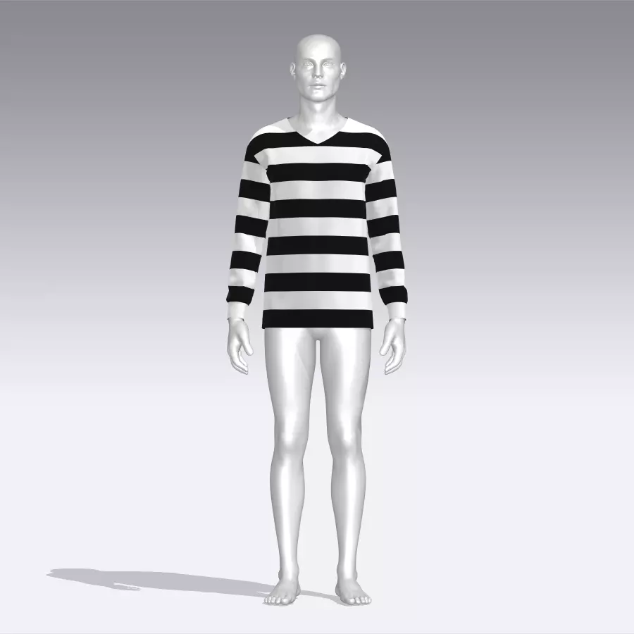 Sweater mannequin stripes Low-poly 3D model_0