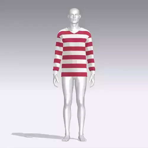 Sweater mannequin wearing striped shirt