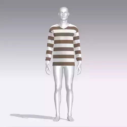 Sweater mannequin wearing striped shirt