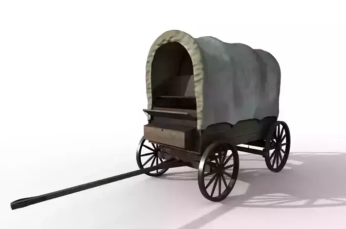 Old Covered Wagon Low-poly 3D model