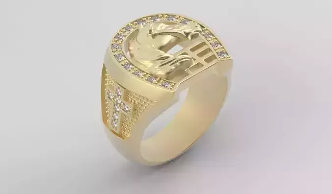 HORSESHOE HORSE RING  MEN RING  HORSE HEAD