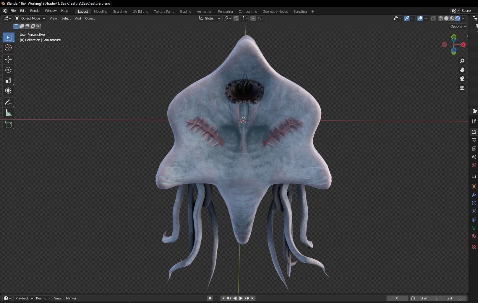 Ancient Deep Sea Creature Low-poly 3D model_21