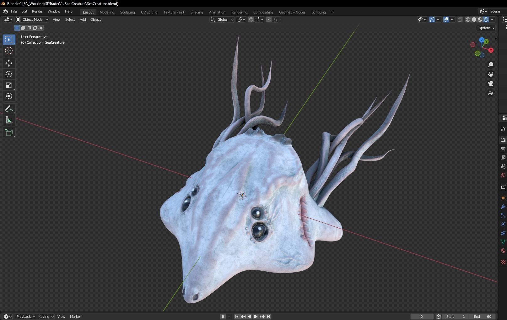 Ancient Deep Sea Creature Low-poly 3D model_22