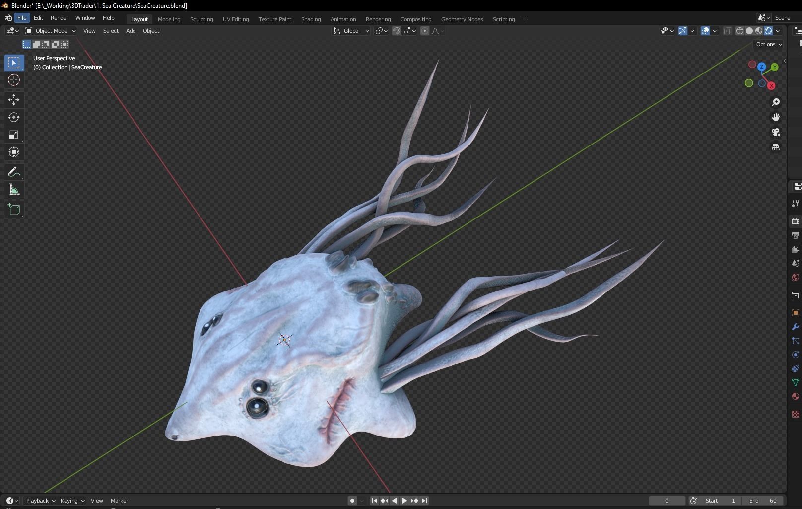 Ancient Deep Sea Creature Low-poly 3D model_20
