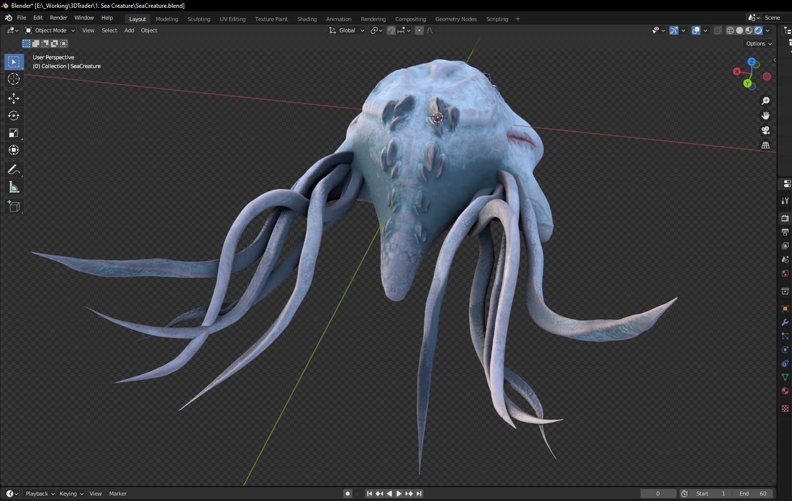 Ancient Deep Sea Creature Low-poly 3D model_19