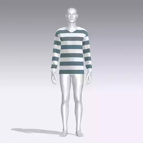 Sweater mannequin wearing striped shirt
