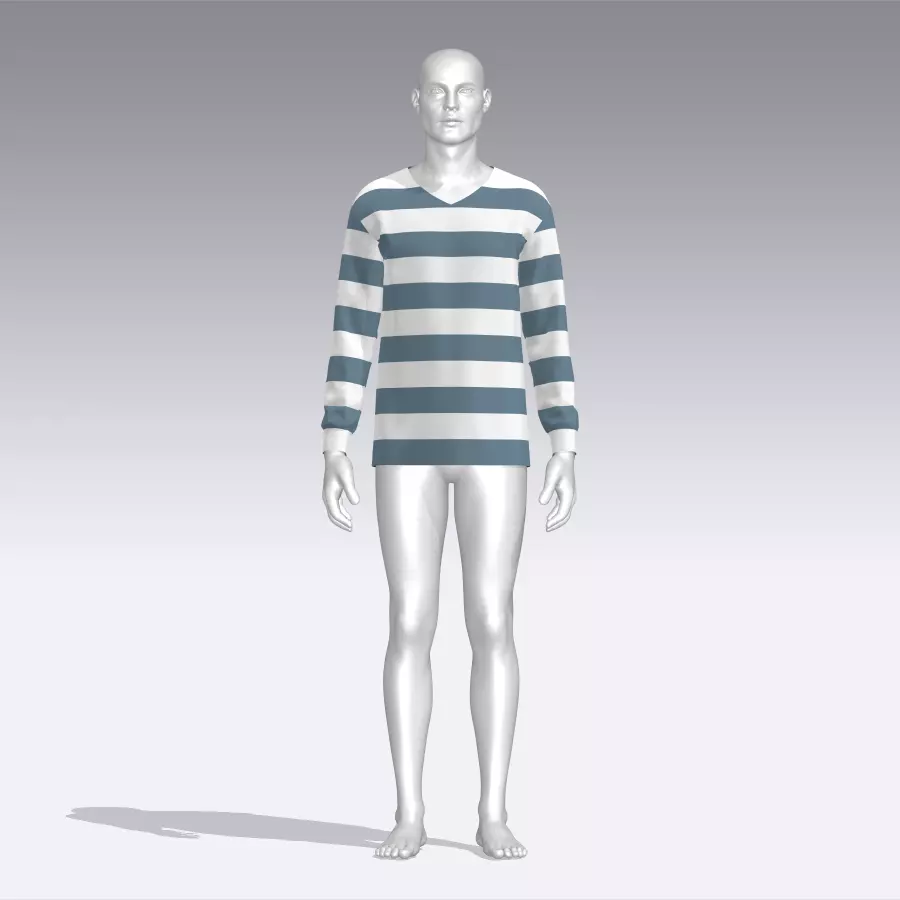 Sweater mannequin wearing striped shirt Low-poly 3D model_0