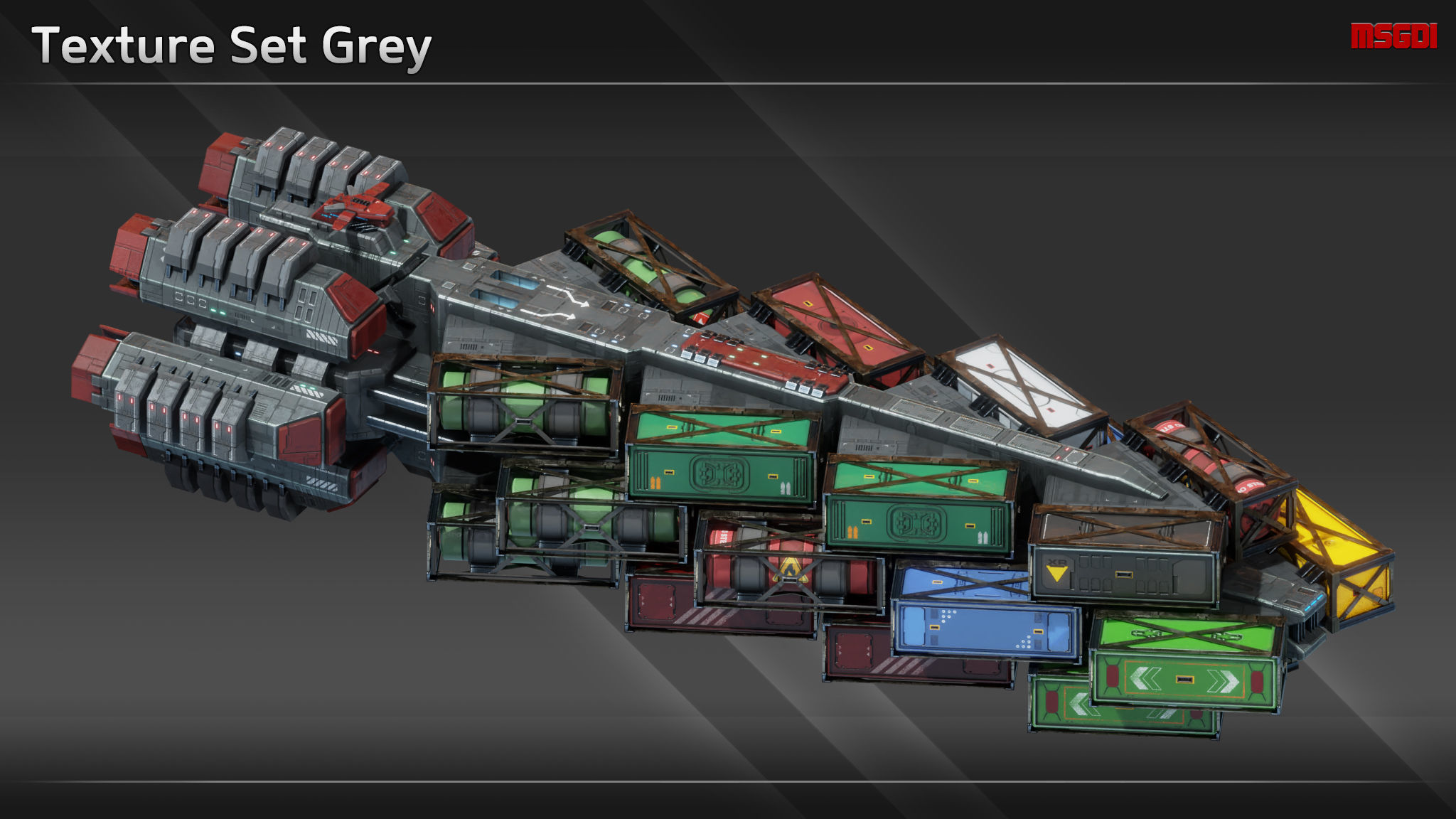 Spaceship CFS56 Heavy Freighter Low-poly 3D model_8