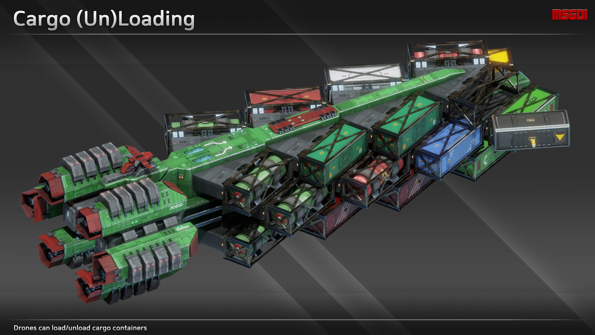 Spaceship CFS56 Heavy Freighter Low-poly 3D model_4