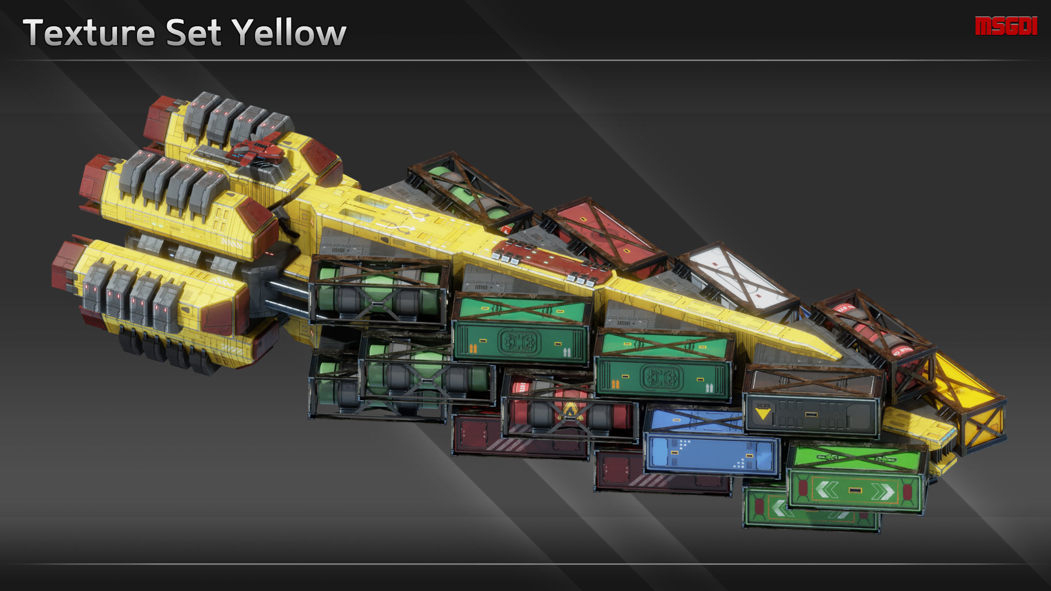 Spaceship CFS56 Heavy Freighter Low-poly 3D model_11